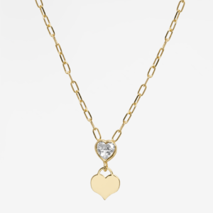 Heart Charm & Heart Gem Necklace