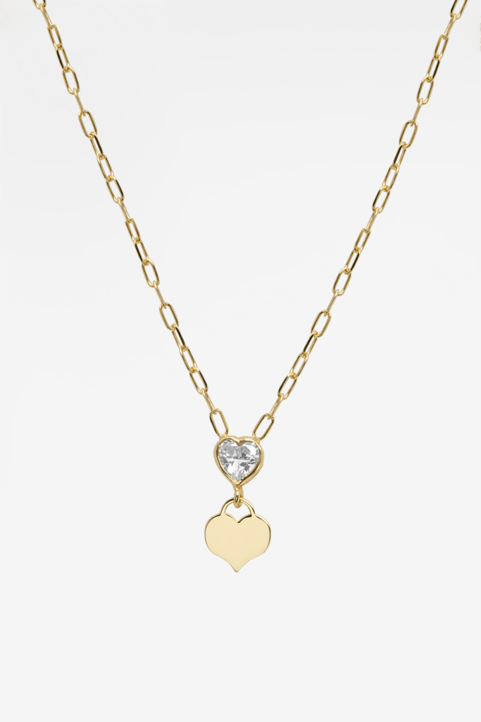 Heart Charm & Heart Gem Necklace