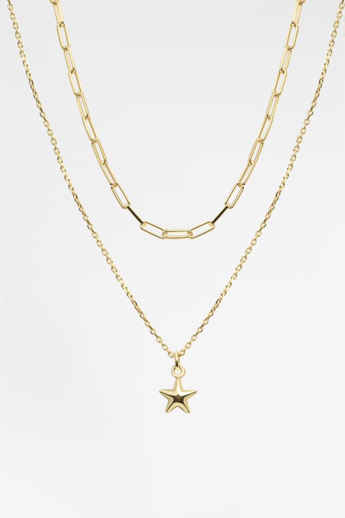Star Charm & Shackles Twin 18K Gold Plated Necklace