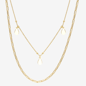 Golden Drops & Shackles Twin Necklace18K Gold Plated Necklace