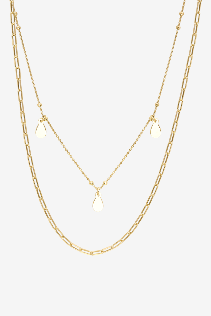 Golden Drops & Shackles Twin Necklace18K Gold Plated Necklace