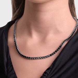 Large Onyx Black Tennis Necklace