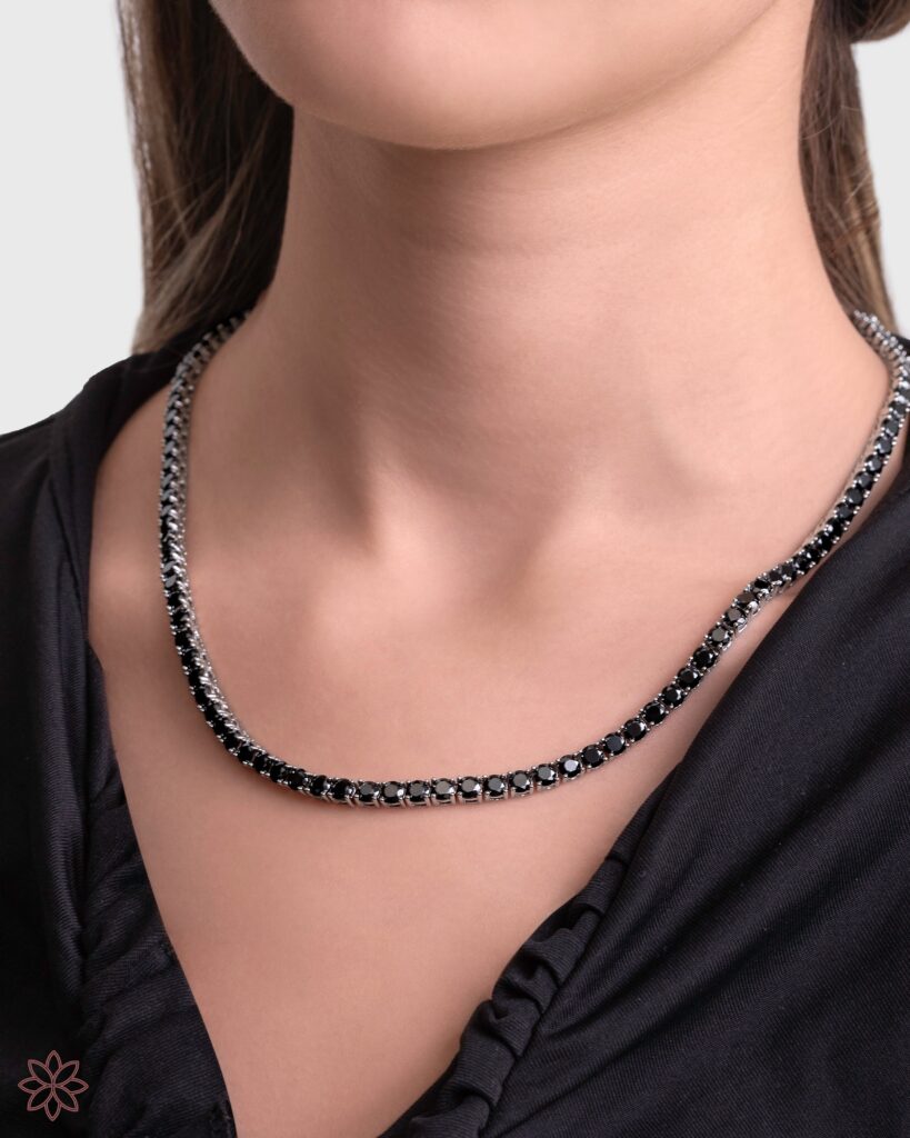Large Onyx Black Tennis Necklace