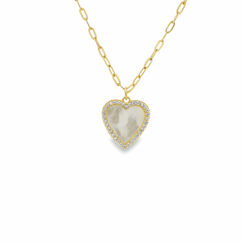 Mother Pearl Plate Dazzle 18K Gold Plated Necklace