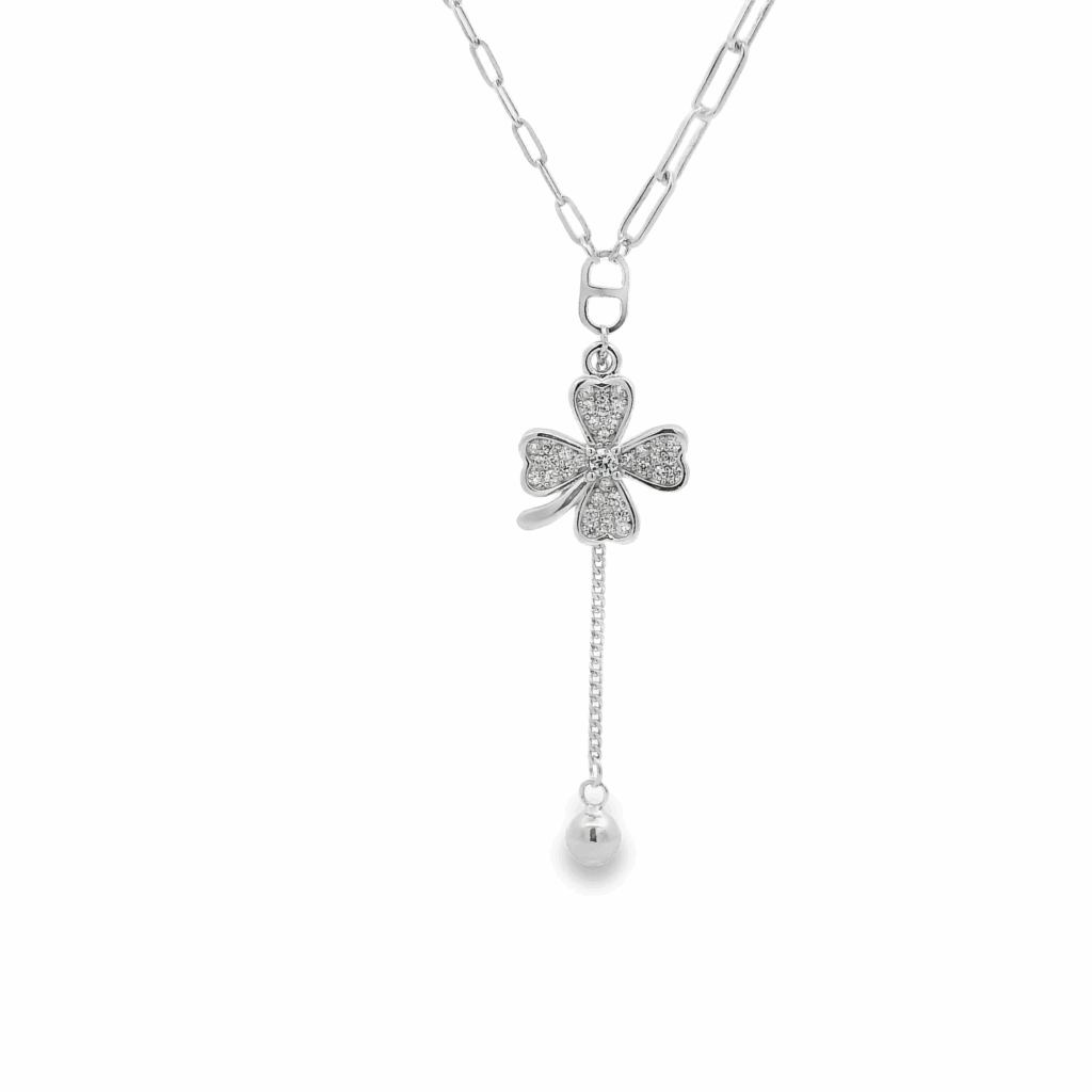 Lucky Clover Hanging Pearl Necklace
