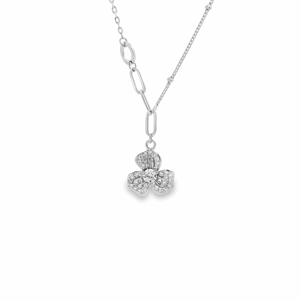 Fancy Dazzle Clipped Charm Flower Necklace