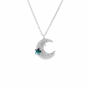 Sparkly Moon & Blue Star Necklace