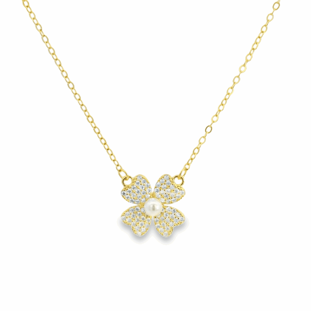 Golden Pearl Flower 18K Gold Plated Necklace