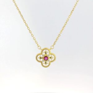 Royal Flower Ruby 18K Gold Plated Necklace
