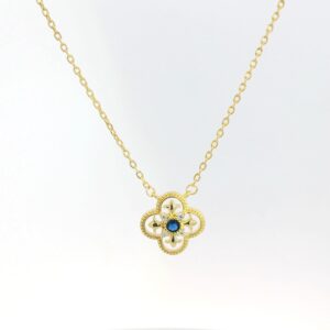 Royal Flower Deep Blue 18K Gold Plated Necklace