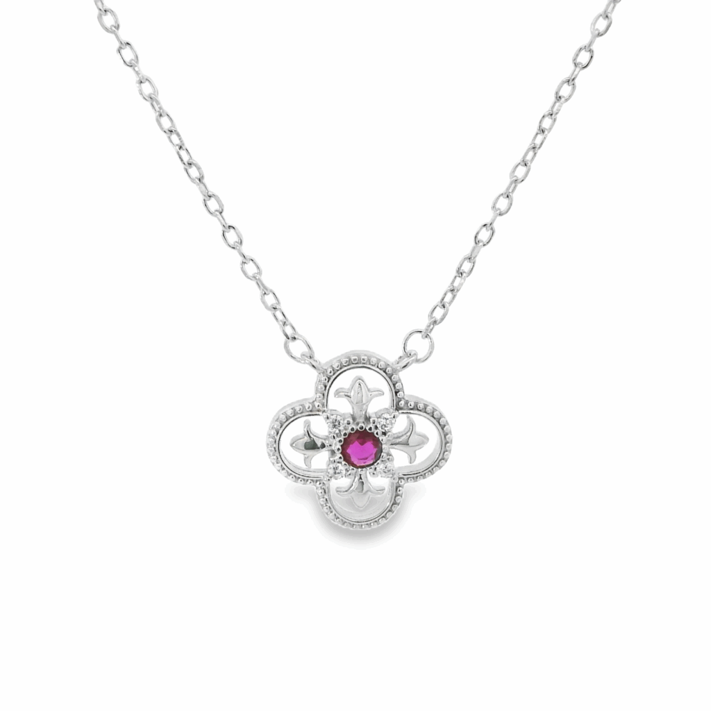 Royal Flower Ruby Necklace