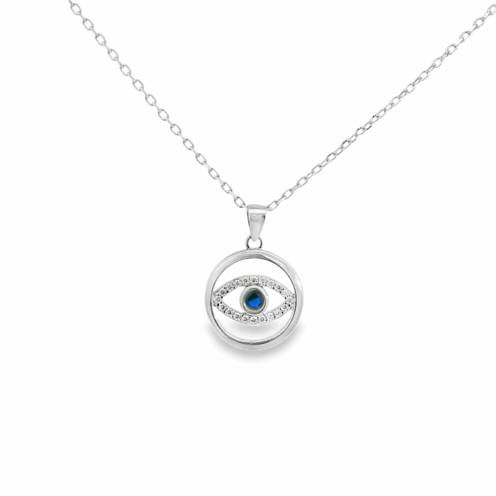 Circle Eye Blue Gem Necklace