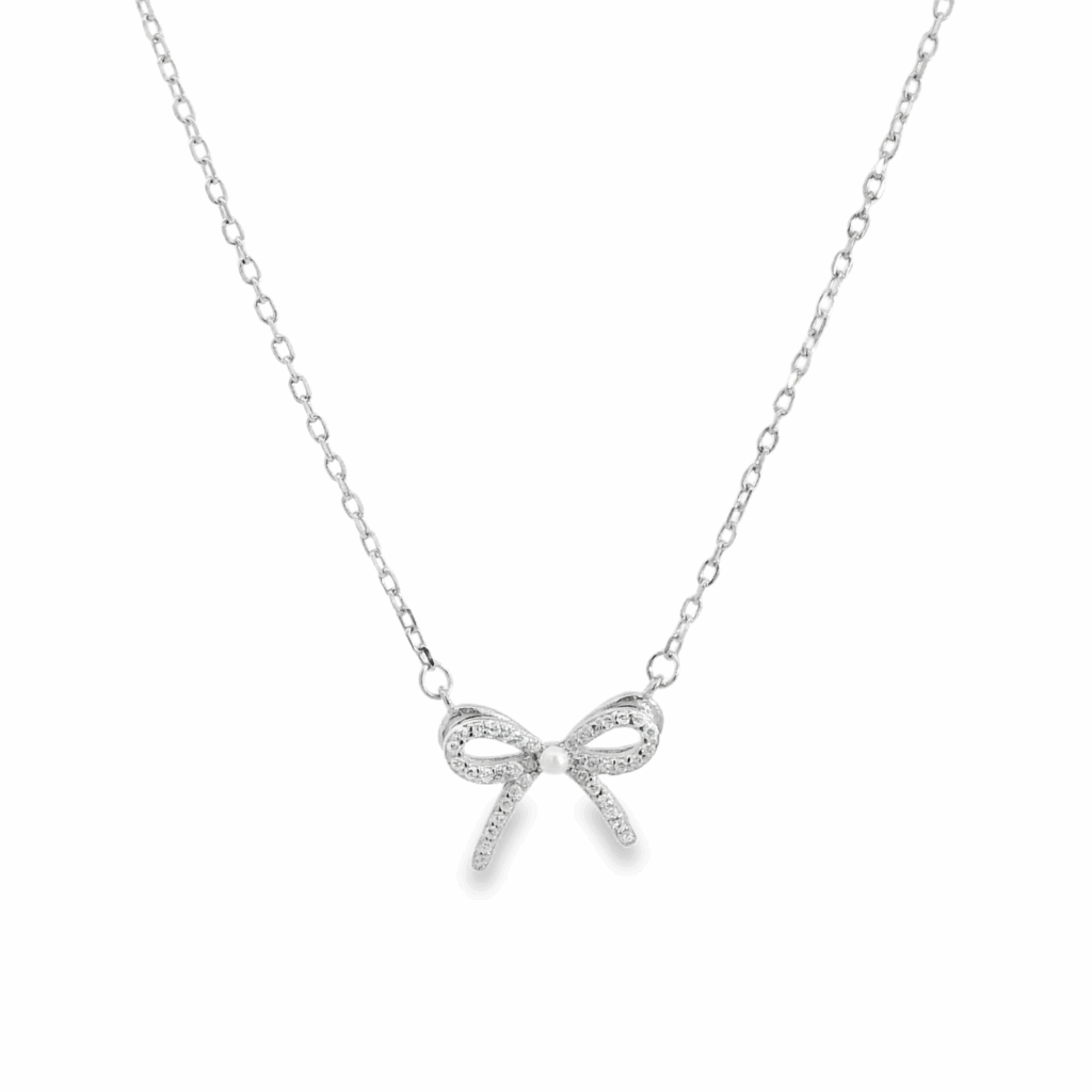 Mini Pearl & Bow Necklace