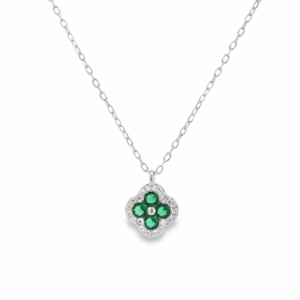 Lucky Dazzle Emerald Clover Necklace