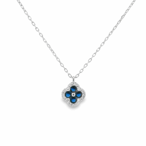 Lucky Dazzle Blue Clover Necklace