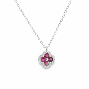 Lucky Dazzle Magenta Clover Necklace