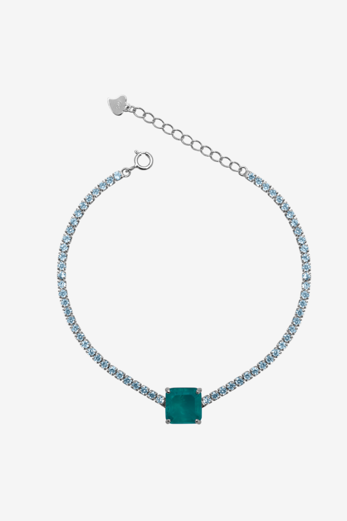Green Box Tennis Bracelet