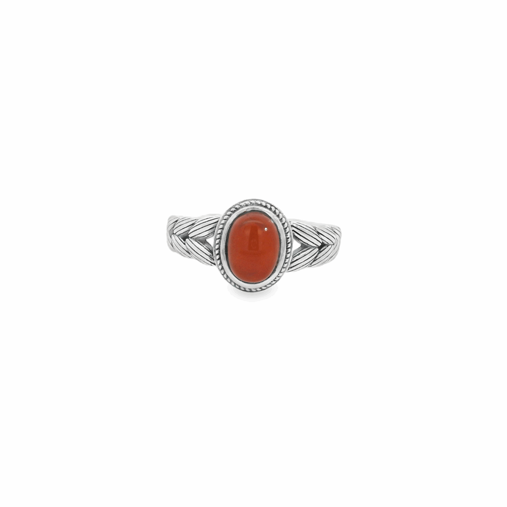 Olive Branch Red Agate Ancient Ring