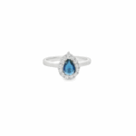 Blue Zirconia Tear Dazzle Slim Ring