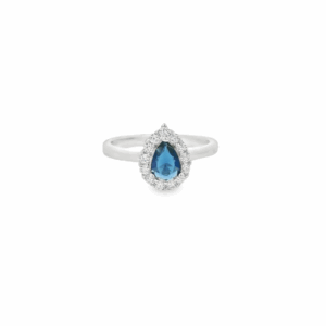 Blue Zirconia Tear Dazzle Slim Ring