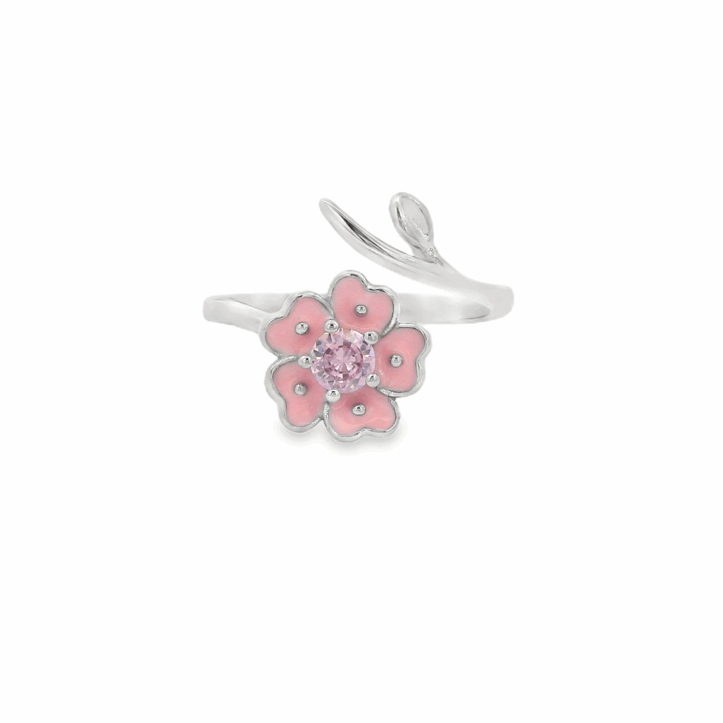 Pink Flower Swirl Ring