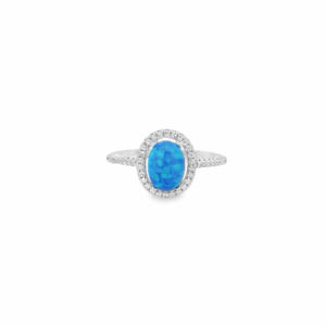 Blue Opal Oval Slim Ring
