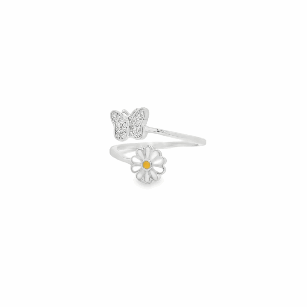 Daisy & Baby Butterfly Swirl Slim Ring