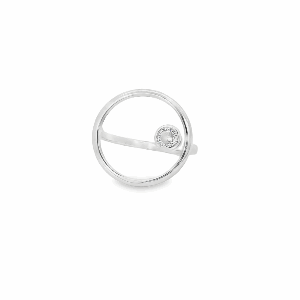 Circle & Gem Slim Ring