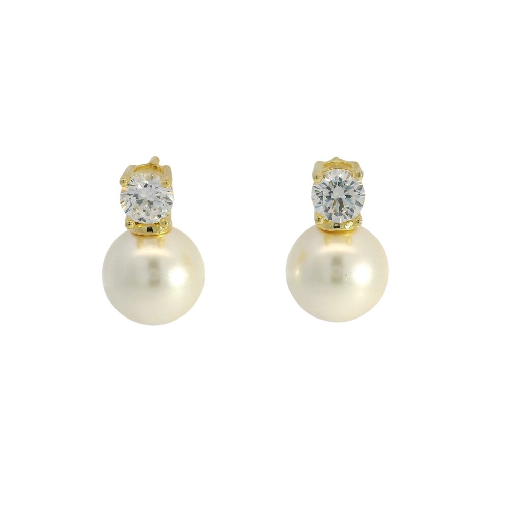 Stud Earrings with Round Pearl