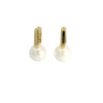 18K Yellow Gold Plated Hoop Earrings with Round Pearl