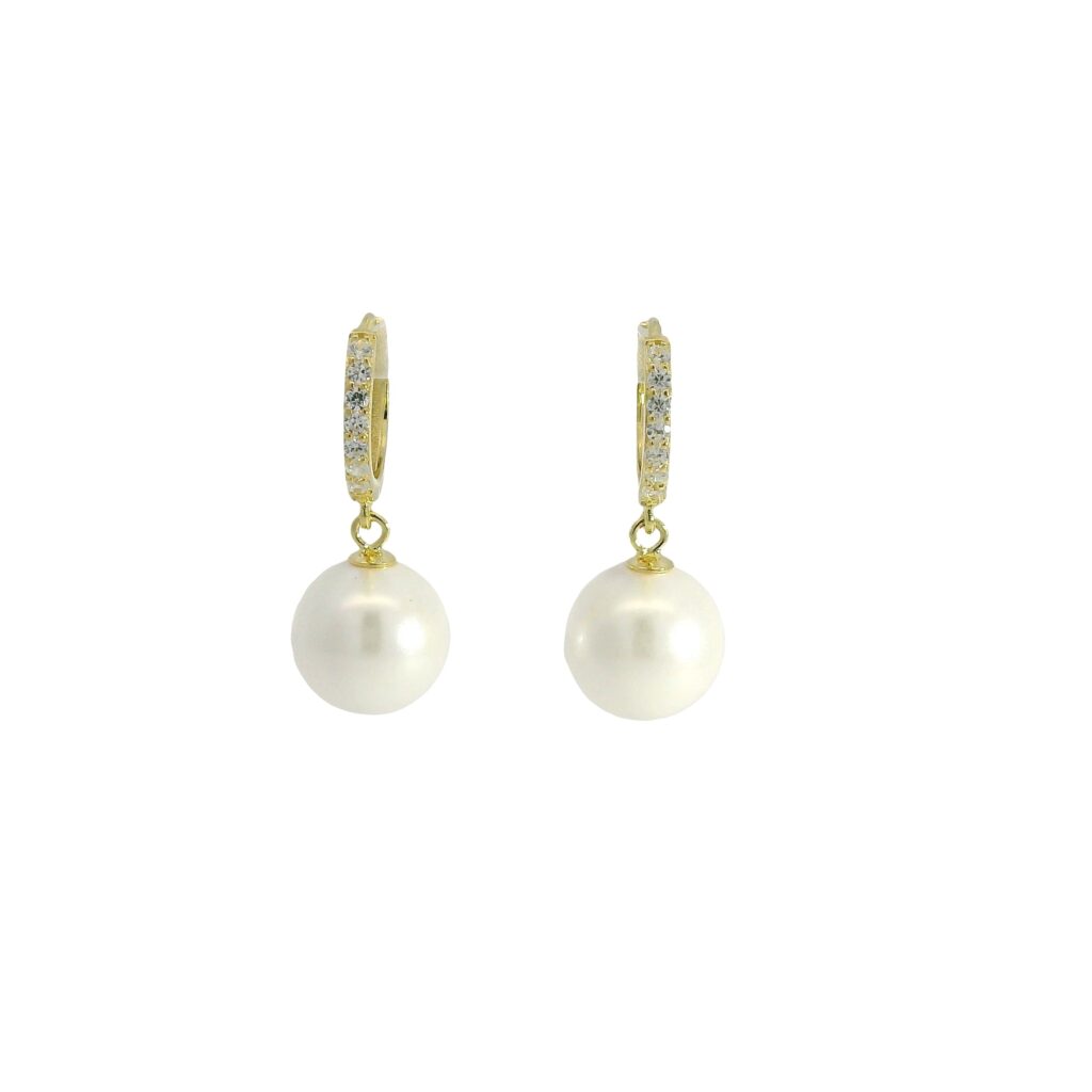 Earrings with Round Pearl Drops