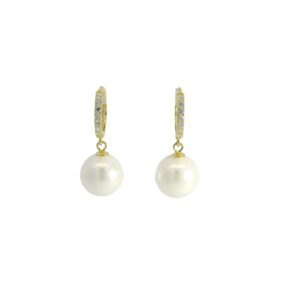 Earrings with Round Pearl Drops