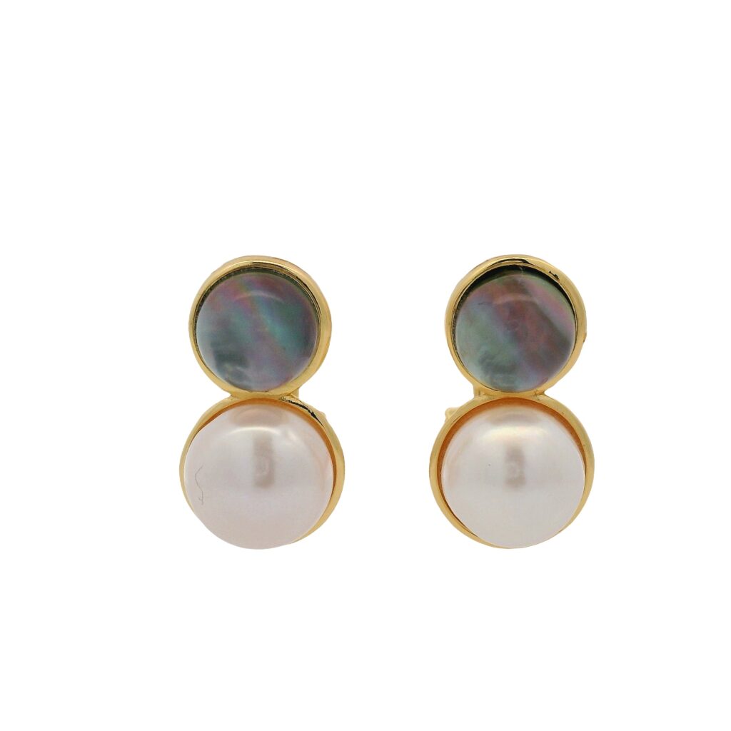 Gold Plated Stud Earrings with Pearls