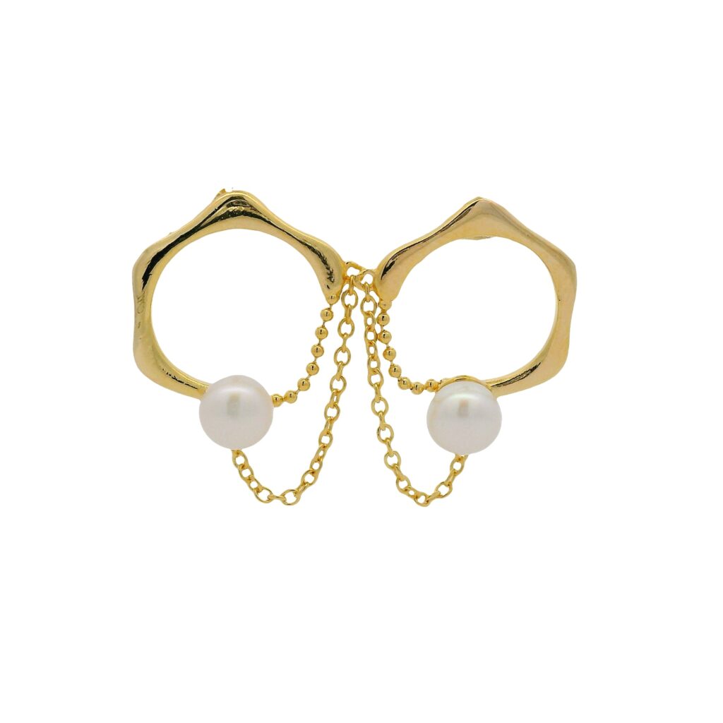 Dangle Earrings with Round Pearl Accents