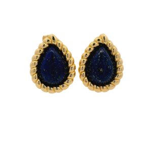 Earrings with Pear-Shaped Lapis Lazuli Cabochons