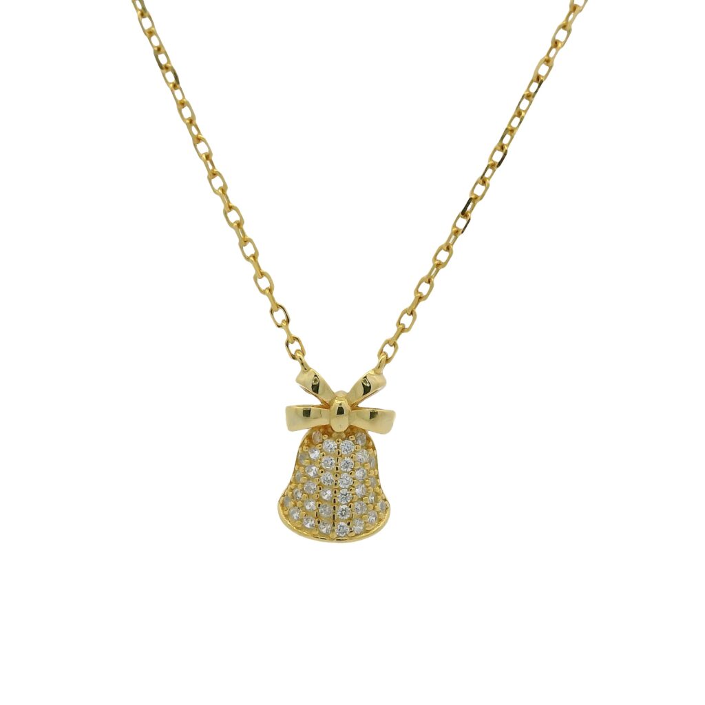 Pavé Bell Charm Necklace