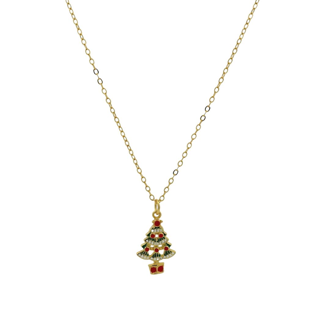 Festive Christmas Tree Charm Necklace
