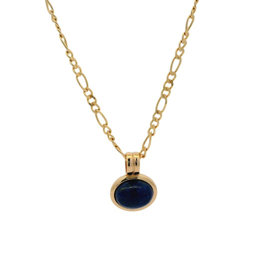 Necklace with Round Cabochon Lapis Lazuli Charm