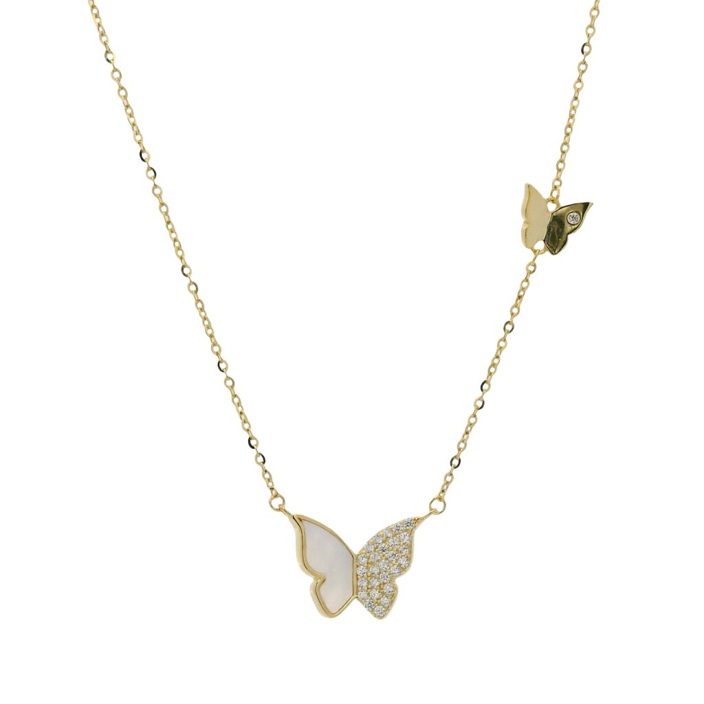 Two Exquisite Butterfly Pendants Necklace