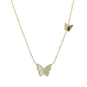 Two Exquisite Butterfly Pendants Necklace