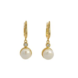 Elegant Round Zirconia and Pearl Drop Earrings