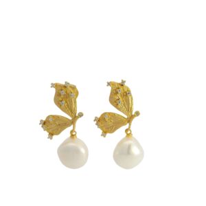 Butterfly Pearl Drop Earrings