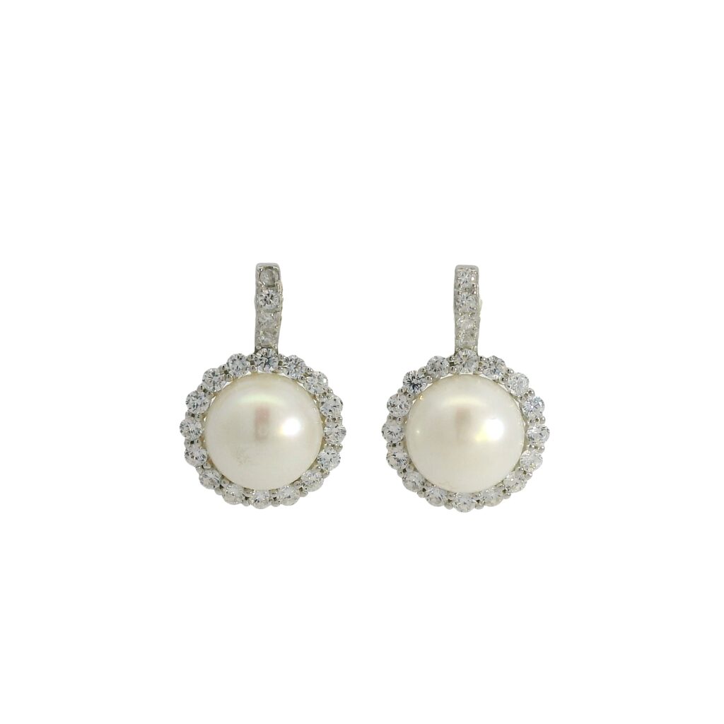 Round Pearl Drop Earrings