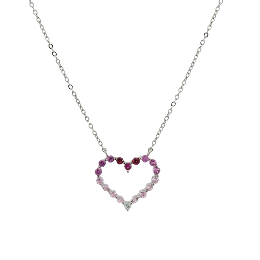 Vivid Pink Heart Charm Necklace