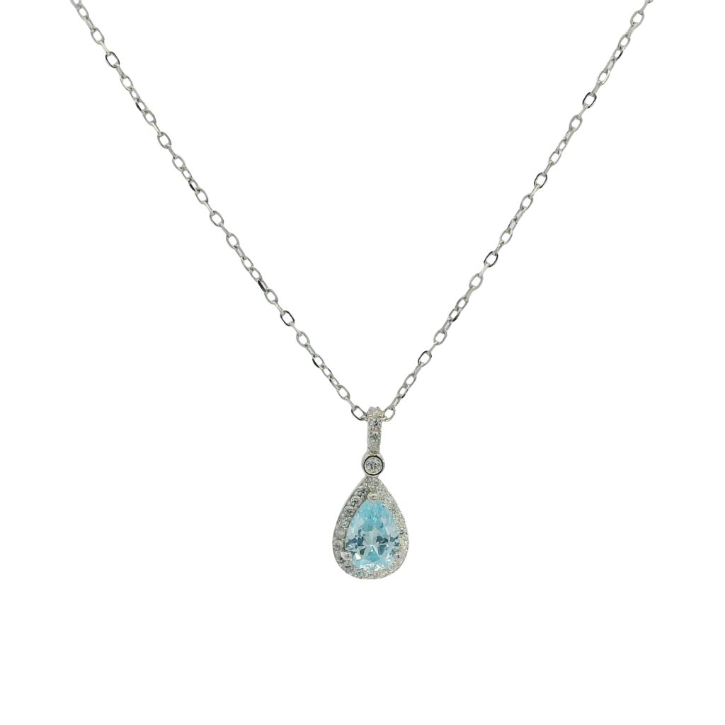 Pear Shaped Aquamarine Charm Necklace