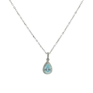 Pear Shaped Aquamarine Charm Necklace