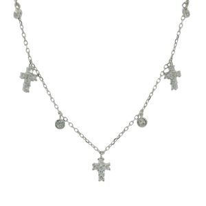 Cross and Bezel Charm Dangle Necklace