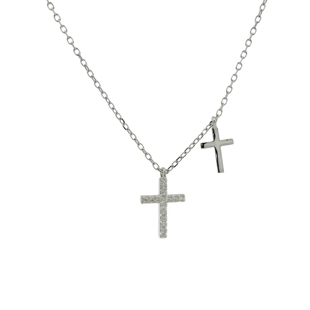 Dual Cross Charm Necklace