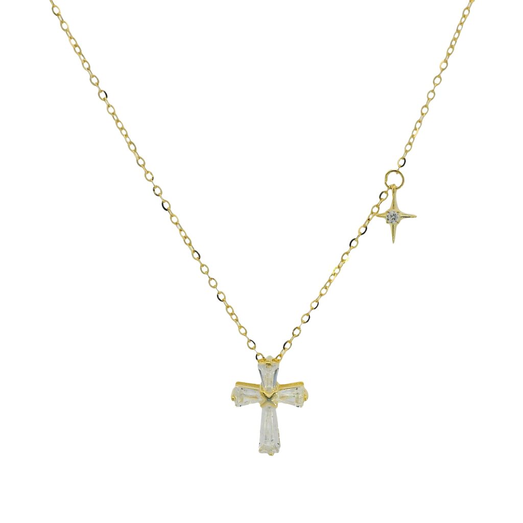 Cross and Star Charm Necklace