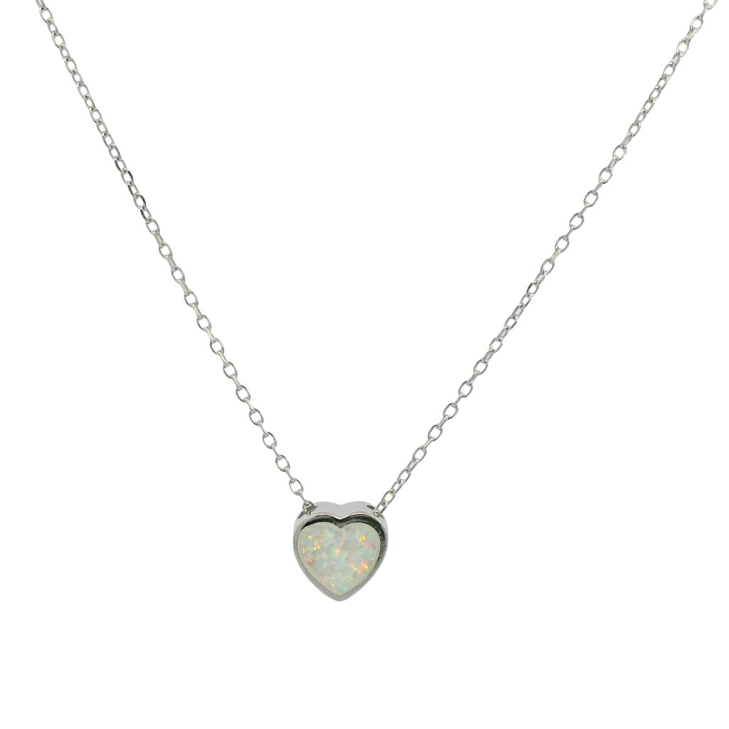 Heart-Cut Opal Pendant Necklace